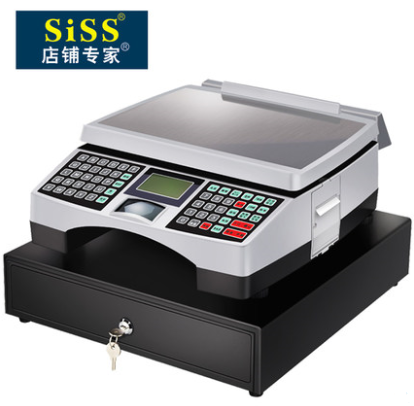 SISS 商用電子收銀稱(chēng)稱(chēng)重計(jì)價(jià)打票一體收銀機(jī)水果食品鹵菜冒菜